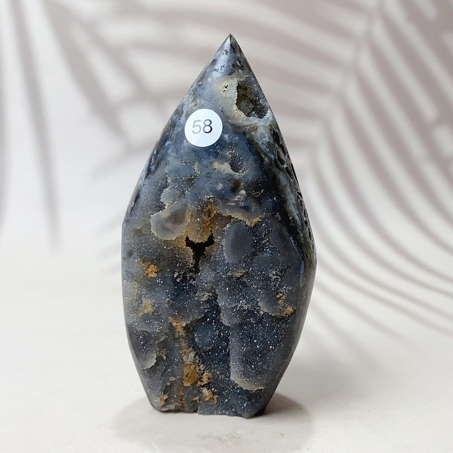 Natural Black Sphalerite Crystal Flame