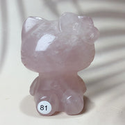 Natural Clear Quartz & Rose Quartz Crystal Carving Hello Kitty