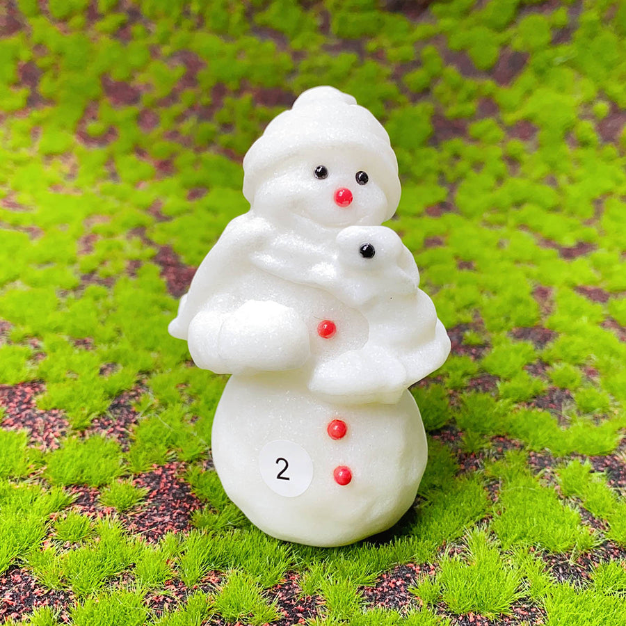 Crystal  White Jade  Carved Snowman Christmas