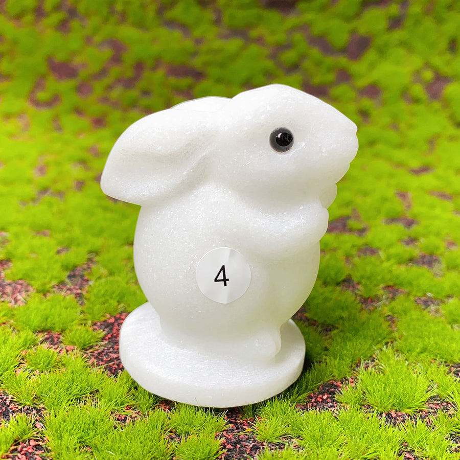 Crystal  White Jade  Carved Snowman Christmas