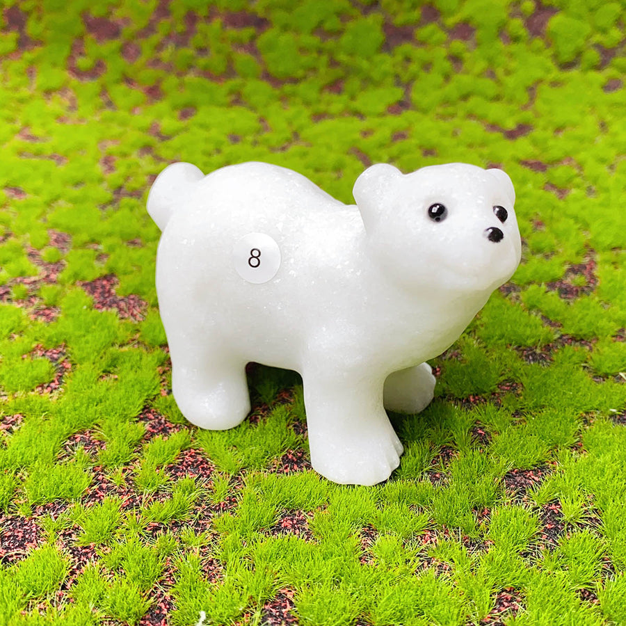 Crystal  White Jade  Carved Snowman Christmas
