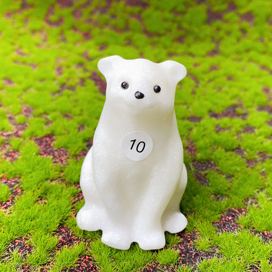Crystal  White Jade  Carved Snowman Christmas