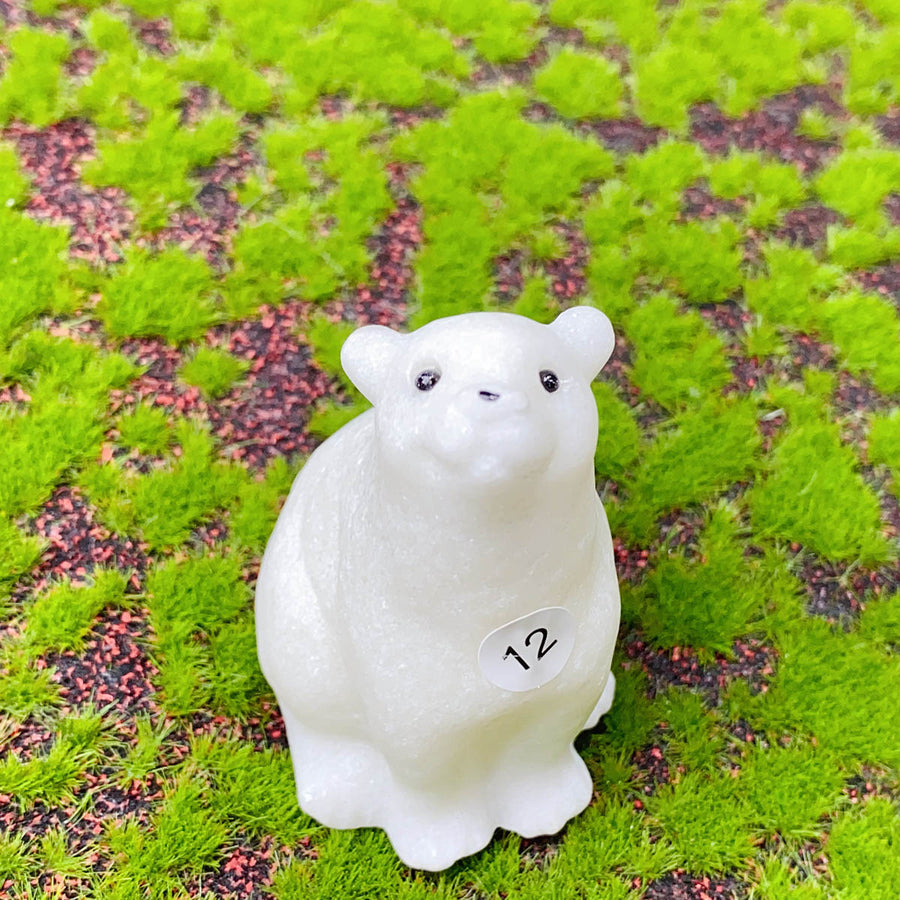 Crystal  White Jade  Carved Snowman Christmas
