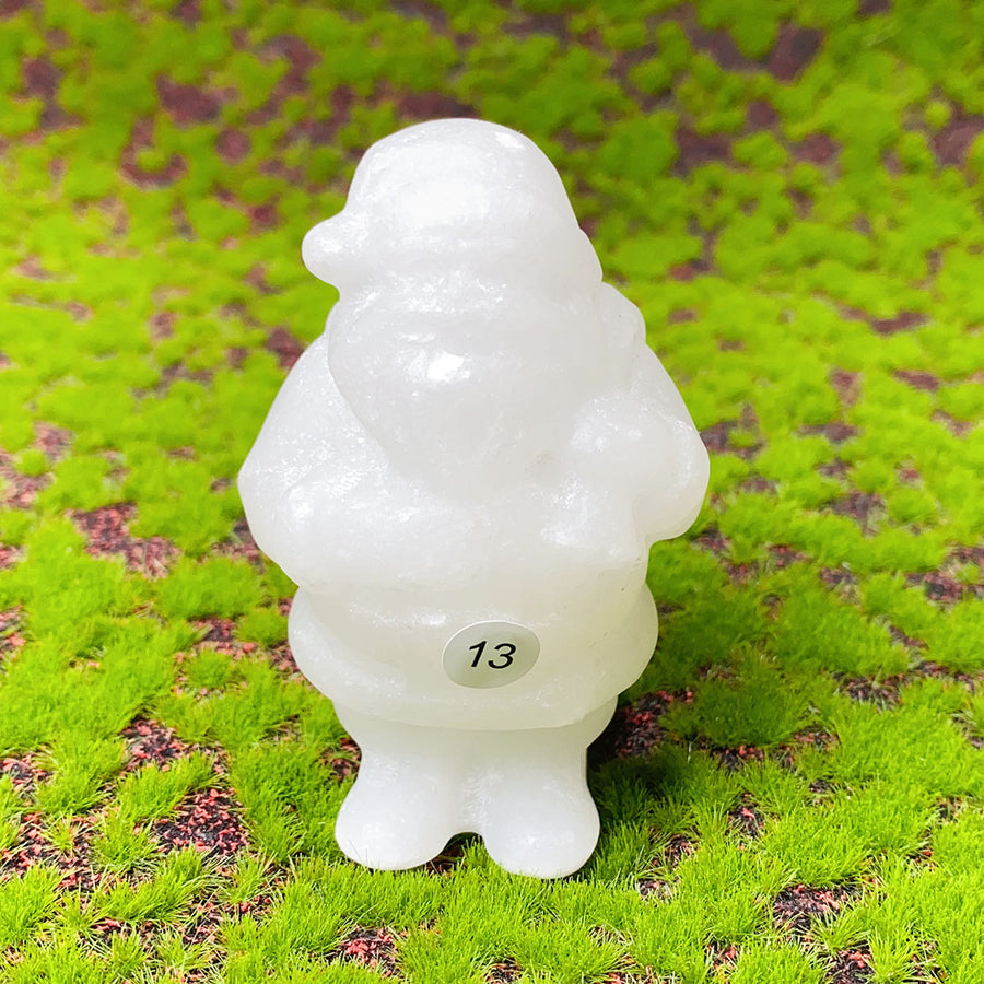 Crystal  White Jade  Carved Snowman Christmas