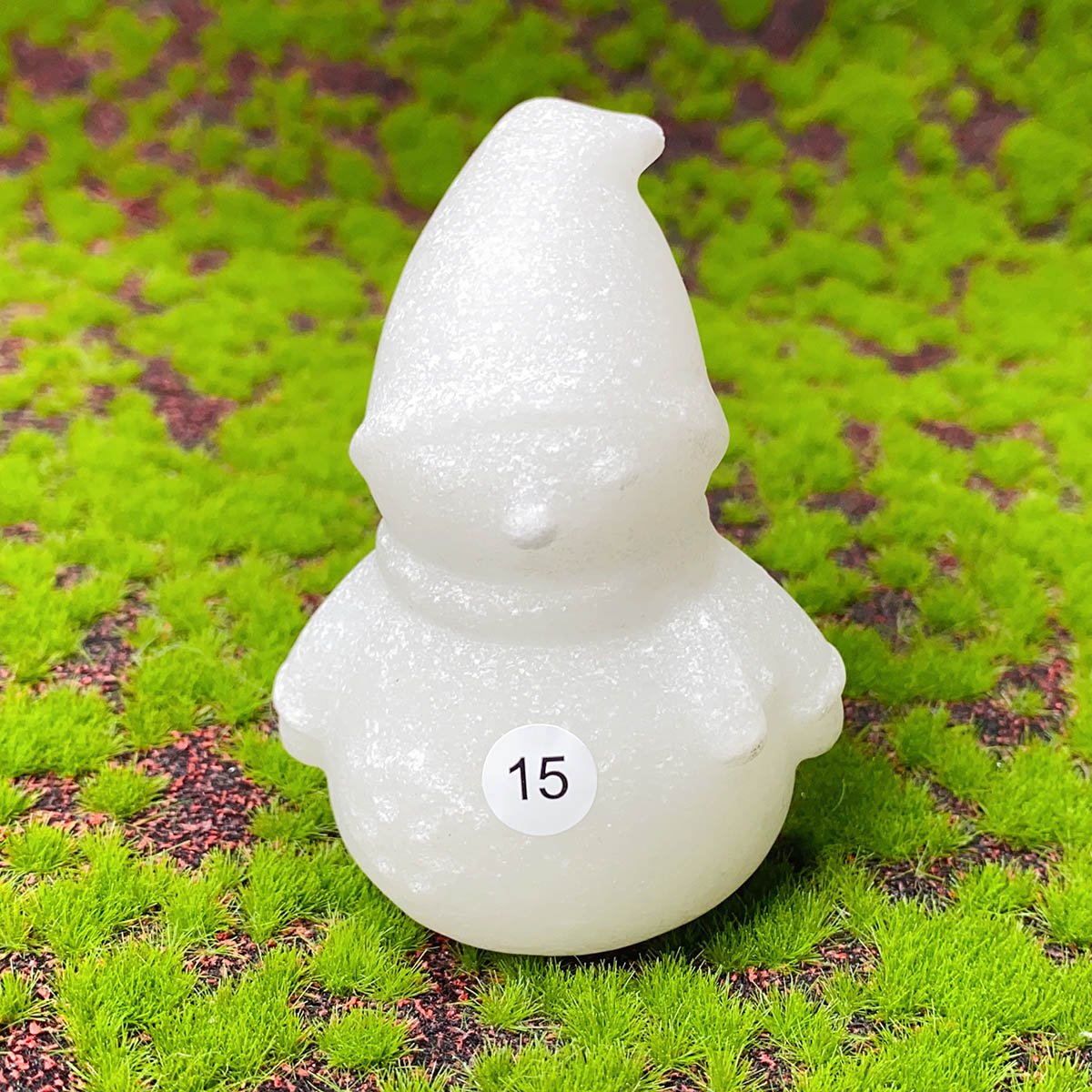 Natural  Crystal Raw Stones White Jade  Carved Snowman Christmas