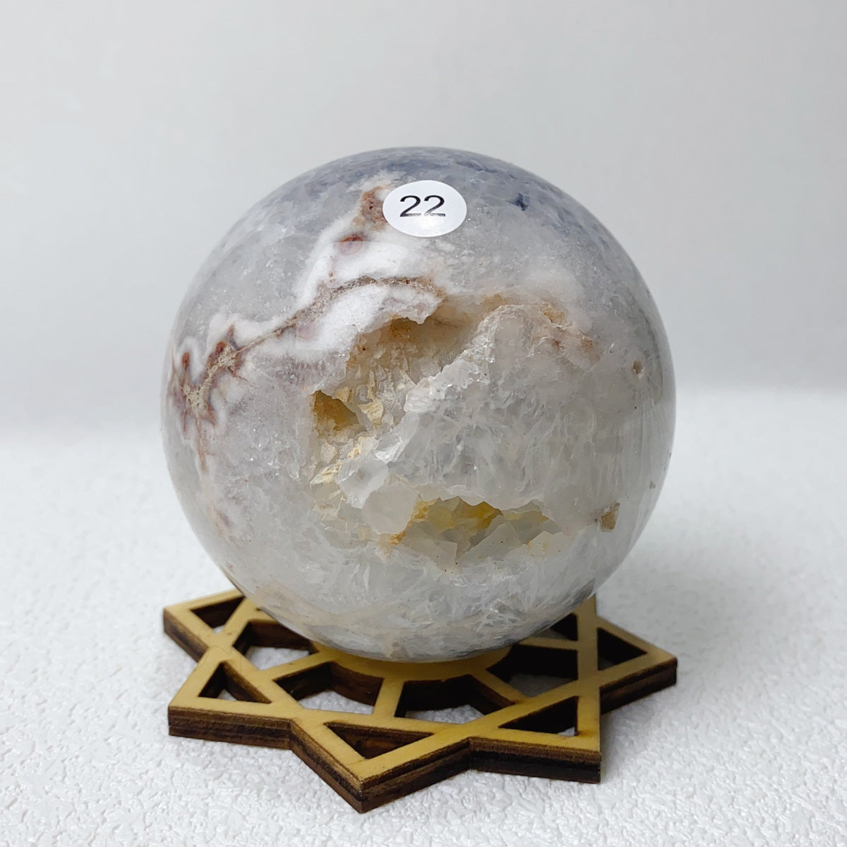 Natural Argentine Agate Crystal Quartz Sphere