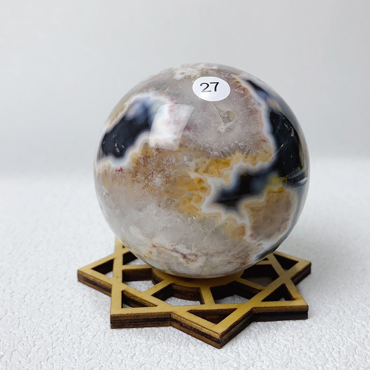 Natural Argentine Agate Crystal Quartz Sphere