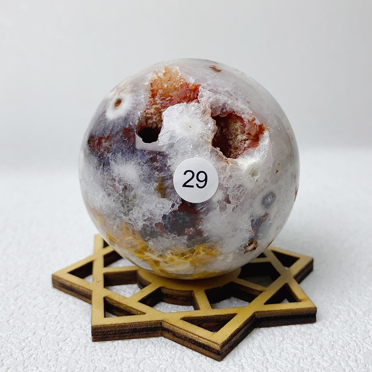 Natural Argentine Agate Crystal Quartz Sphere