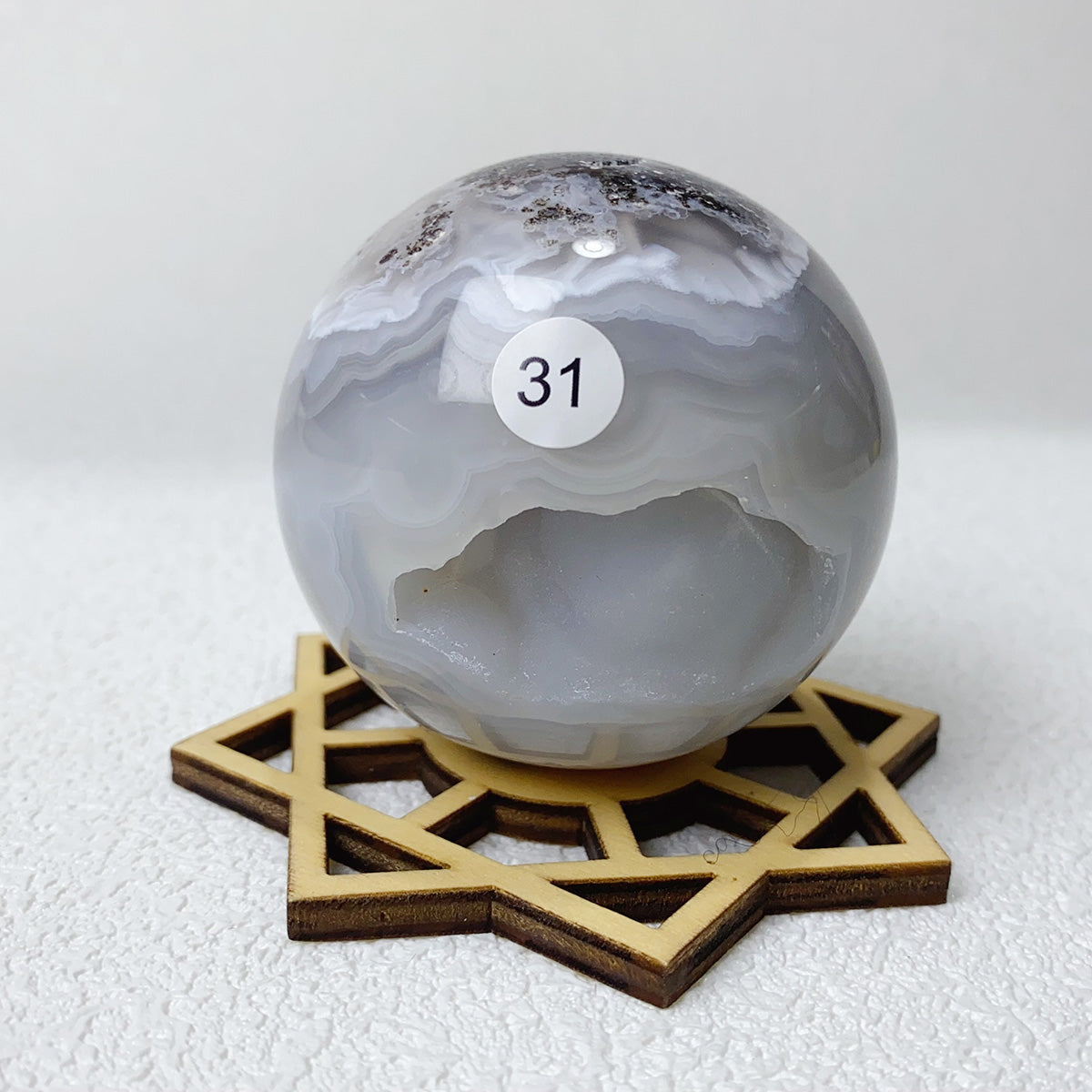 Natural Argentine Agate Crystal Quartz Sphere