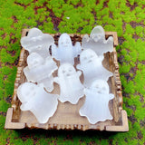 Natural White Selenite Carved Ghost Halloween Crystal