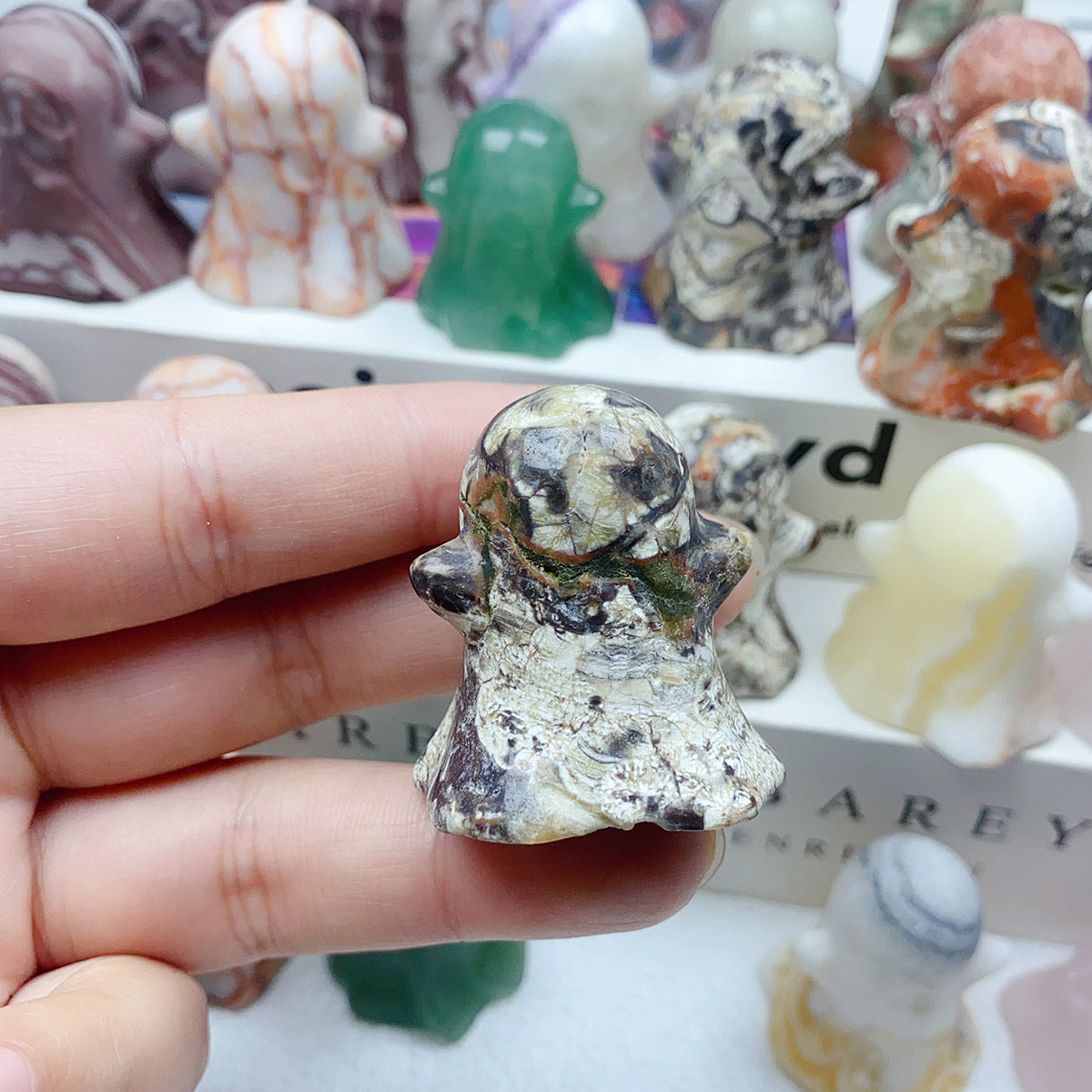 Natural Halloween Crystal Carving Ghost