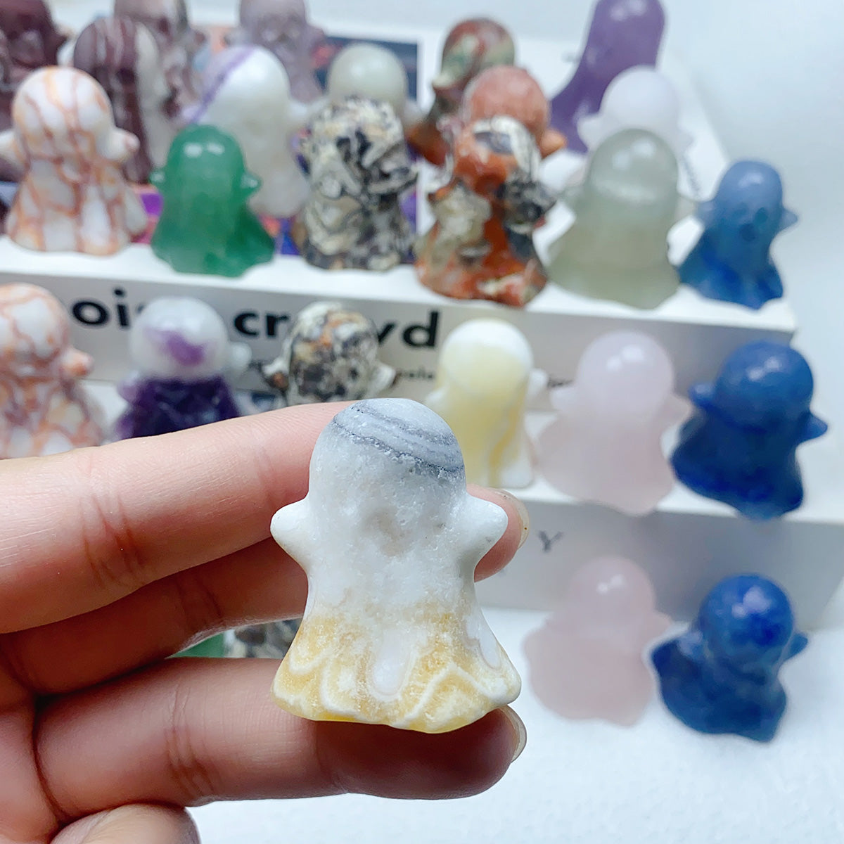 Natural Halloween Crystal Carving Ghost