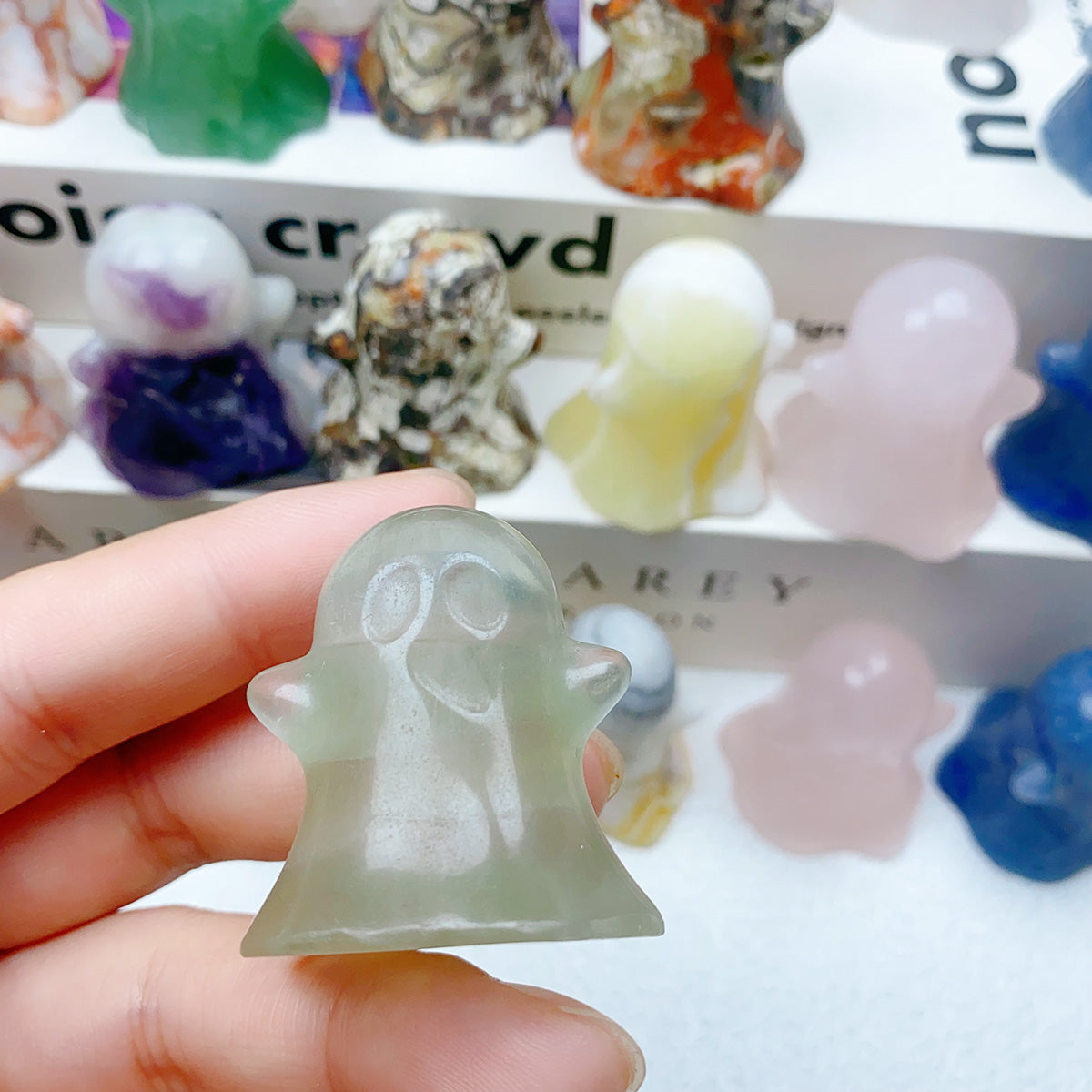 Natural Halloween Crystal Carving Ghost