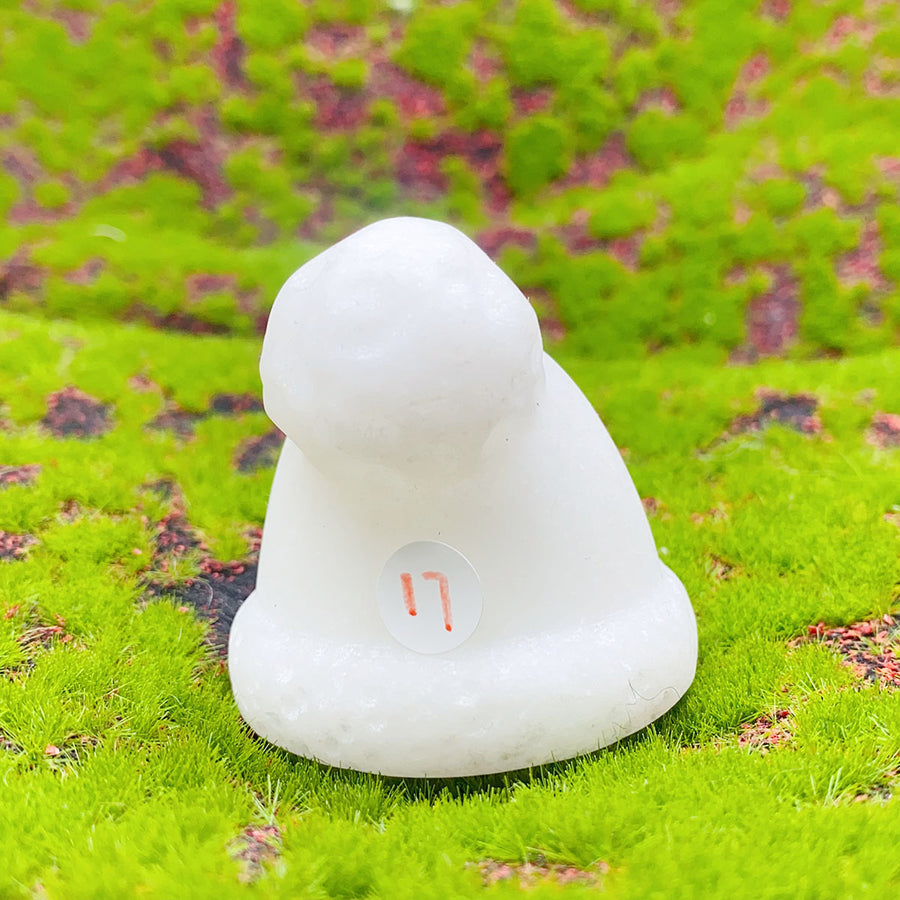 Crystal  White Jade  Carved Snowman Christmas