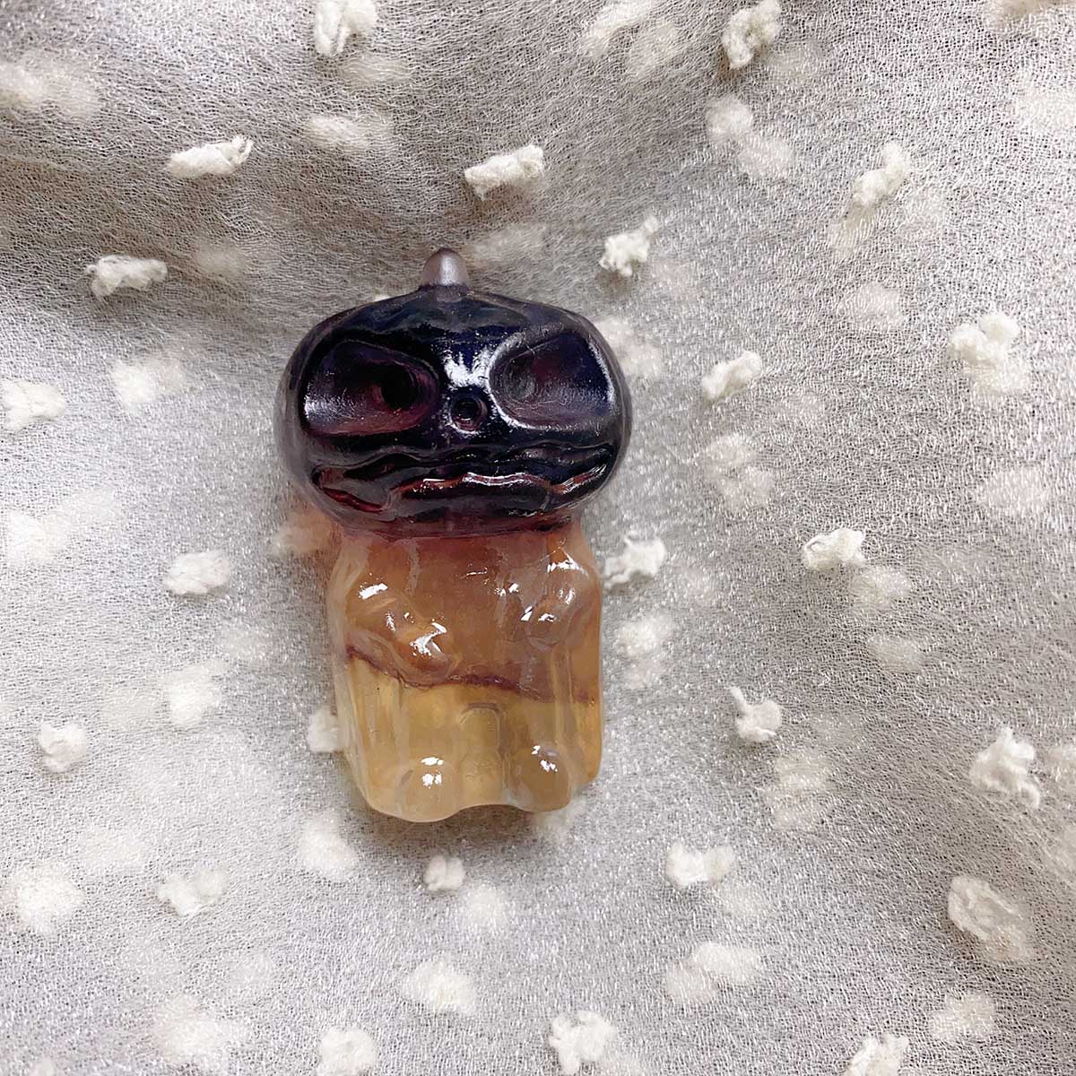 Rose Quartz & Fluorite & Orange Calcite Crystal Carved Pumpkin Skulls For Halloween