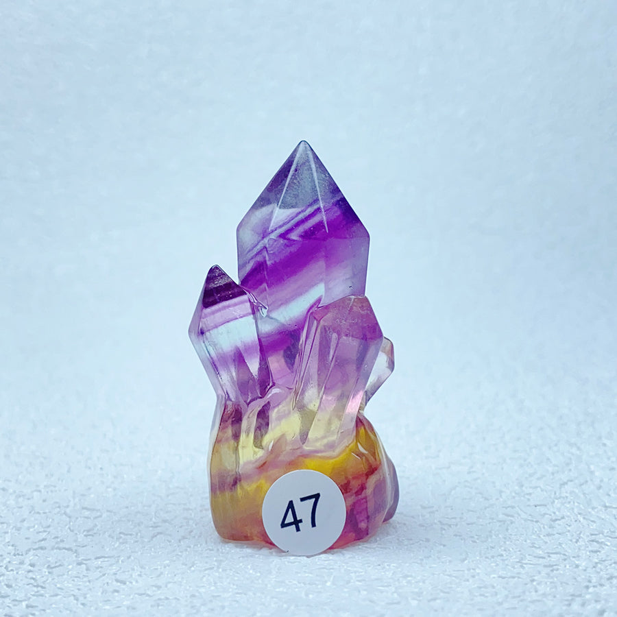 Rainbow Fluorite Clusters Crystal Tower Points