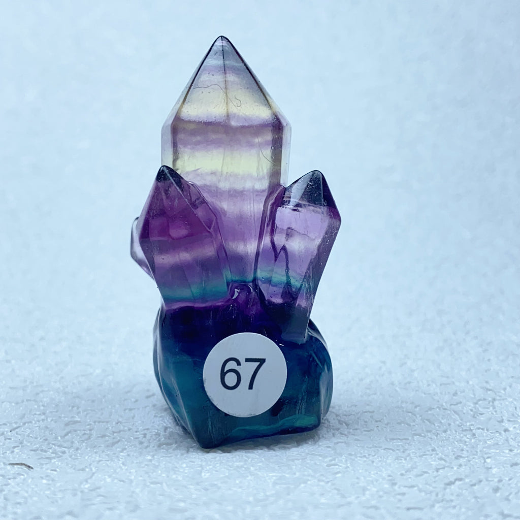 Natural Rainbow  Fluorite Carving  Crystal  Clusters Tower Points