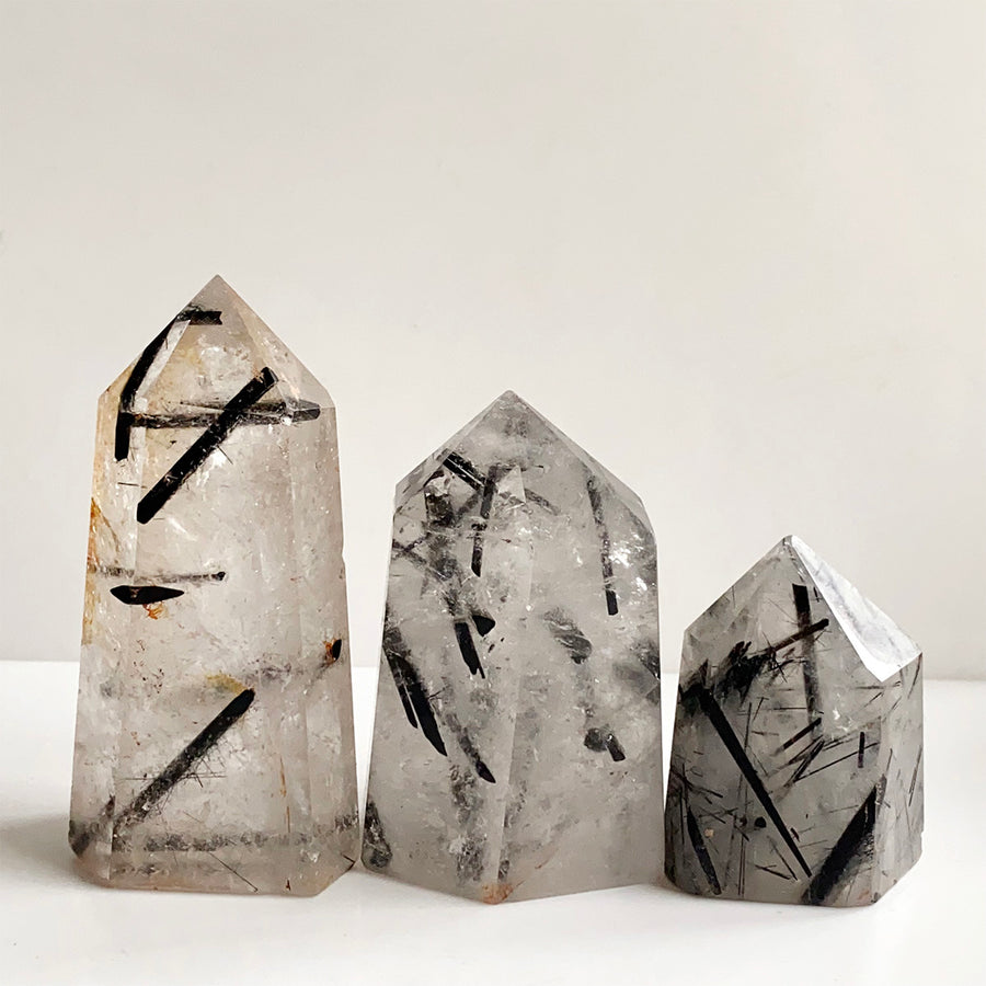 Natural Black Tourmaline Crystal Tower