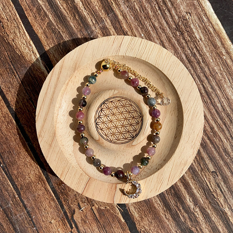 Different Materials Crystal Bracelet With Moon