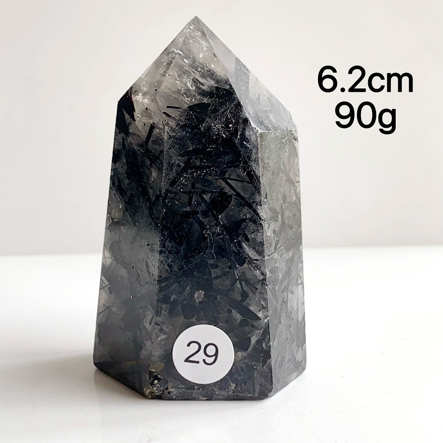 Natural Black Tourmaline Crystal Tower