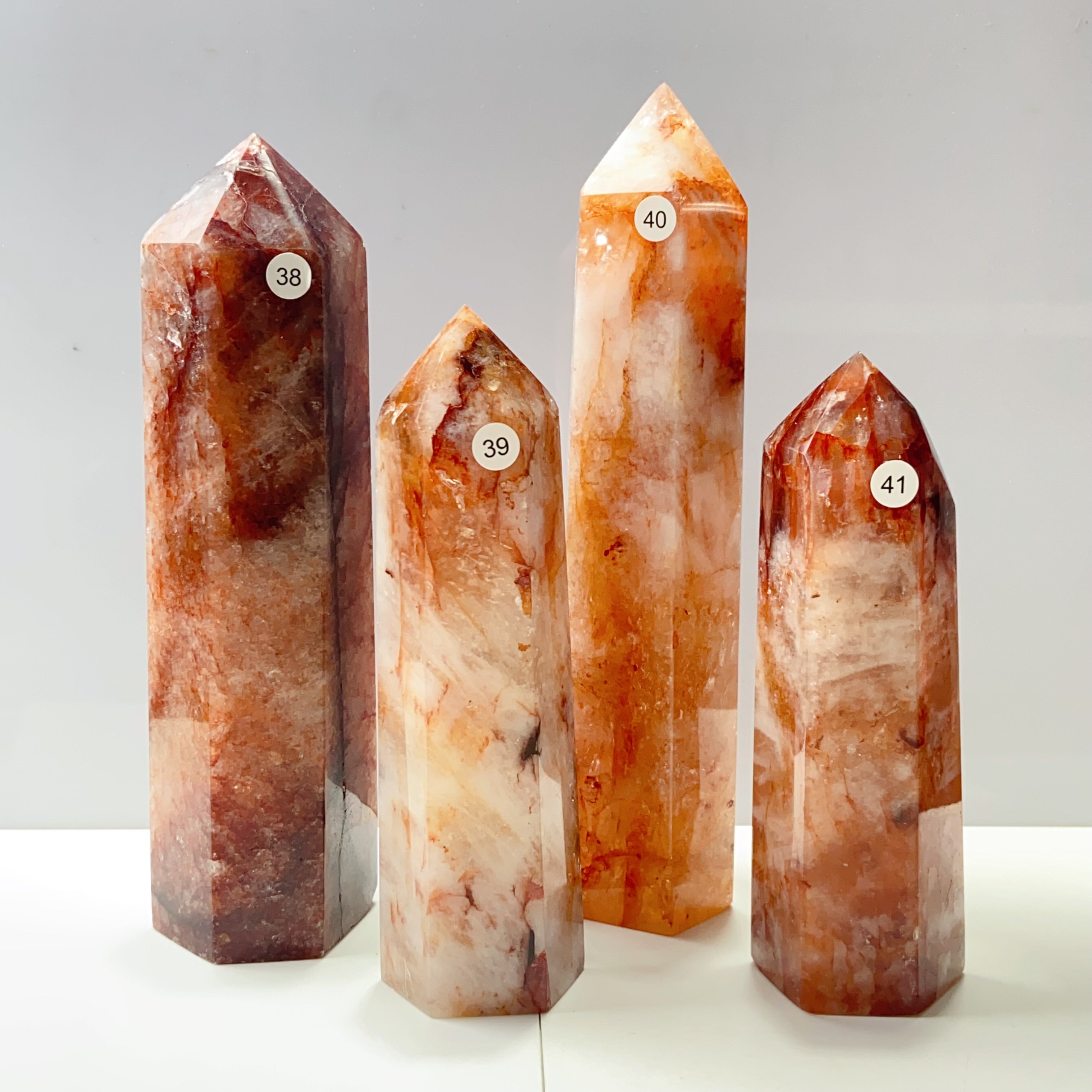 Large Fire Quartz Tower Reiki Crystal Healing Energy Polished Stone Home Decorations