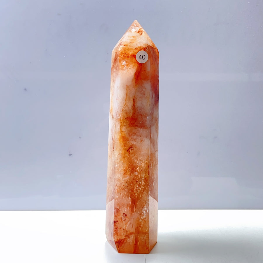 Fire Quartz Crystal Tower