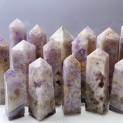 Pink Amethyst Agate Flower Crystal Tower