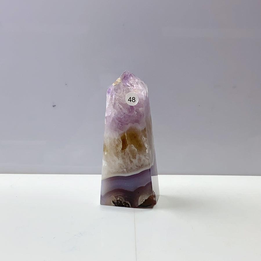 Pink Amethyst Agate Flower Crystal Tower