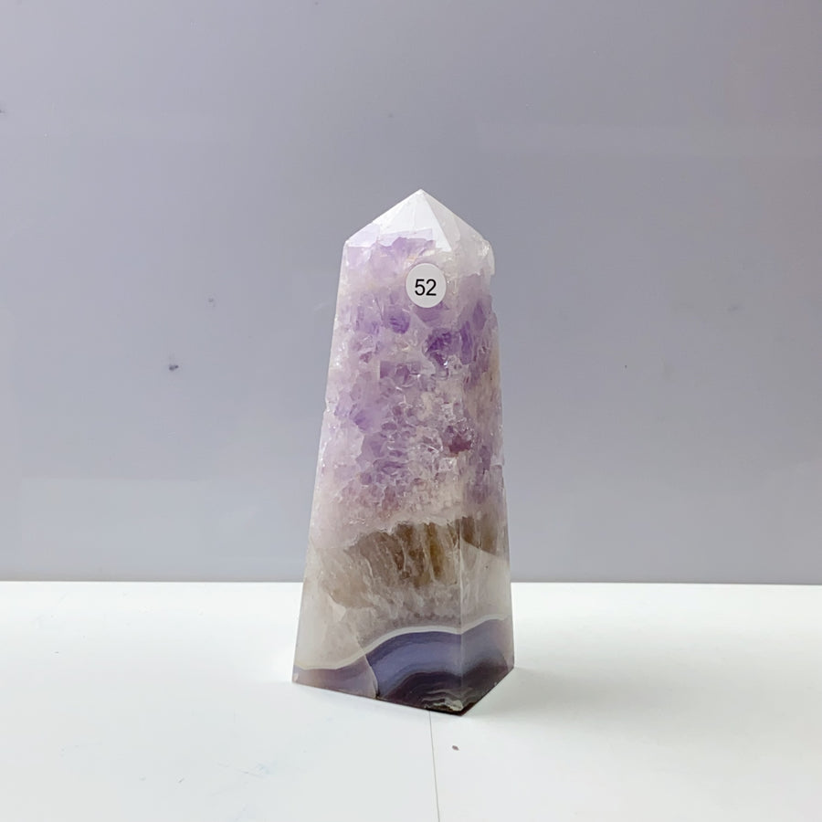 Pink Amethyst Agate Flower Crystal Tower