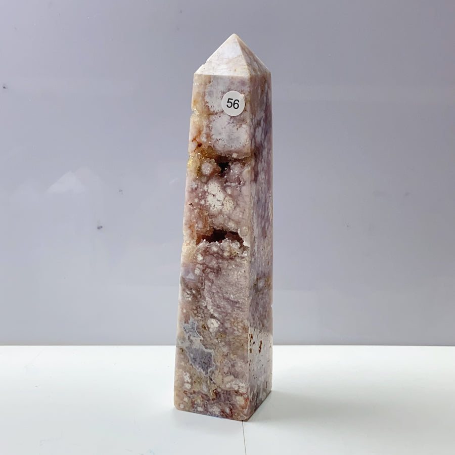 Pink Amethyst Agate Flower Crystal Tower