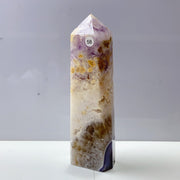 Pink Amethyst Agate Flower Crystal Tower
