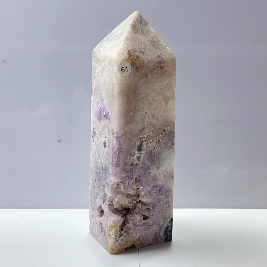 Pink Amethyst Agate Flower Crystal Tower