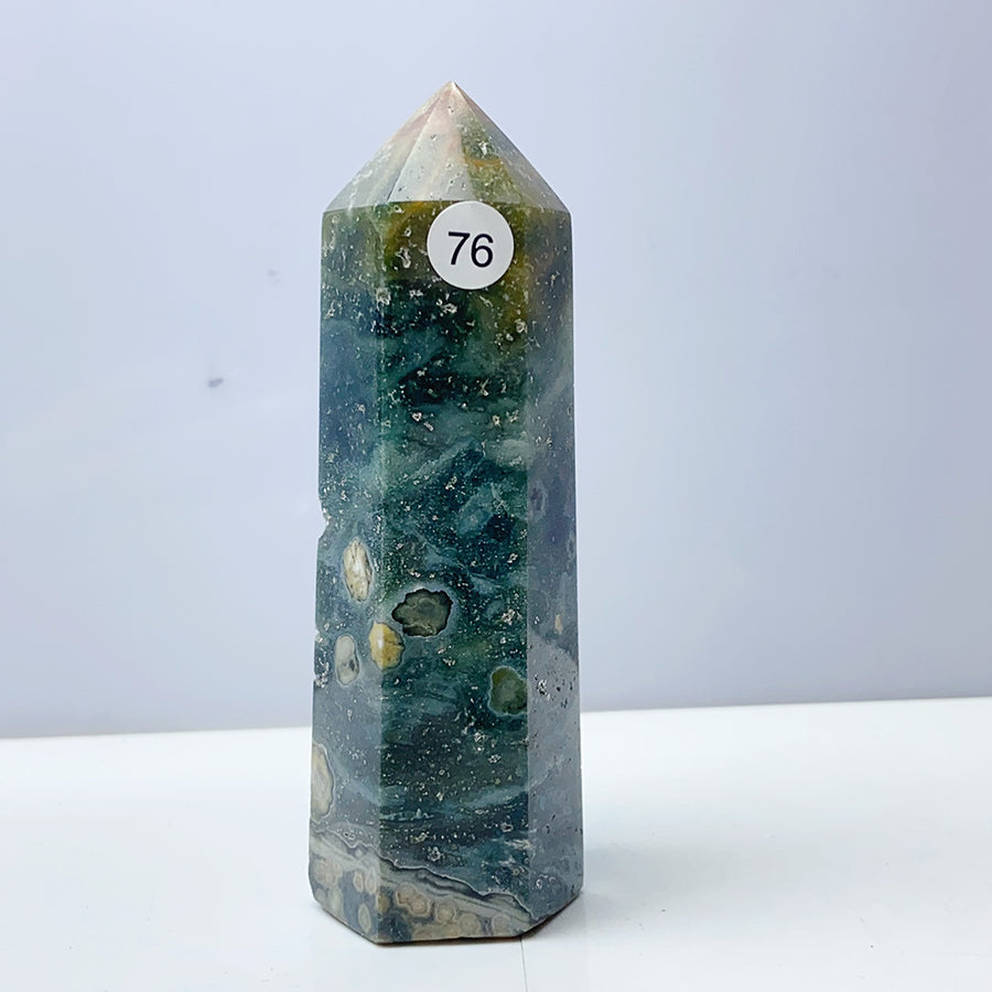 Green Ocean Jasper Crystal Wand Healing Tower Point