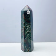 Green Ocean Jasper Crystal Wand Healing Tower Point