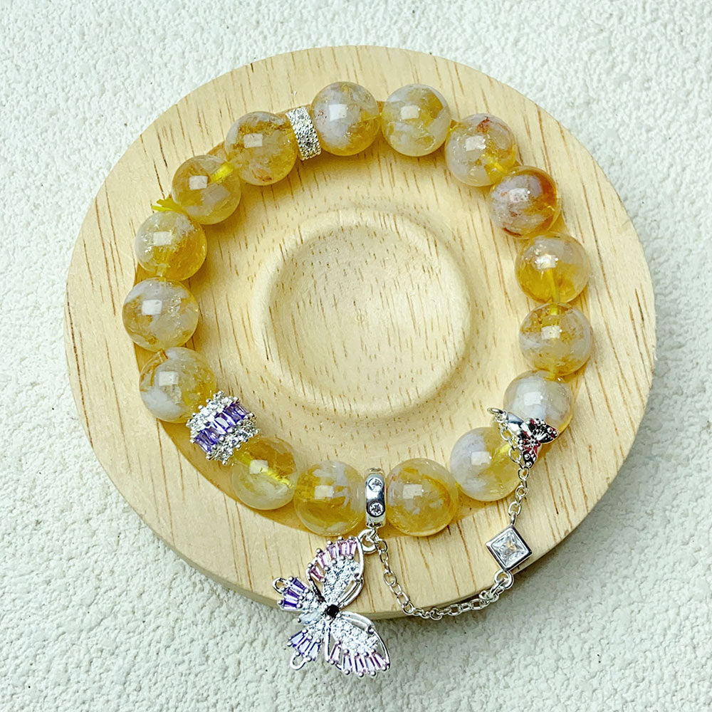 11mm Cloud Citrine Energy Beads Bracelets For Women Energy Healing Jewelry