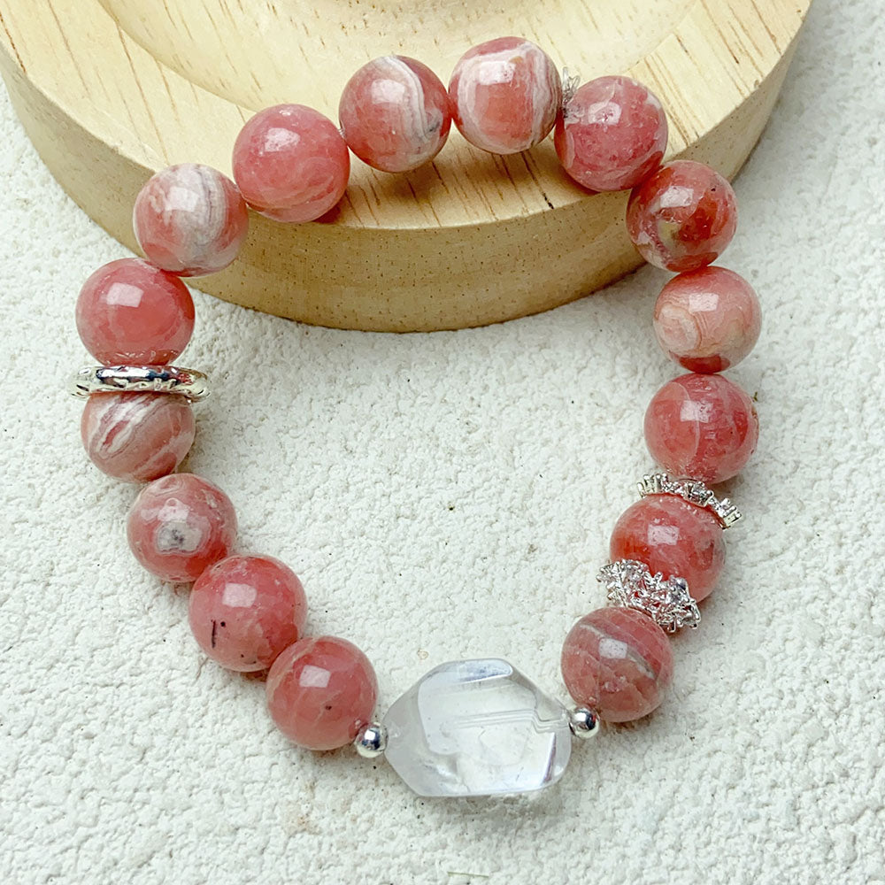10mm Rhodochrosite Beaded Bracelets Handmade Fashion Girl Jewelry Gifts