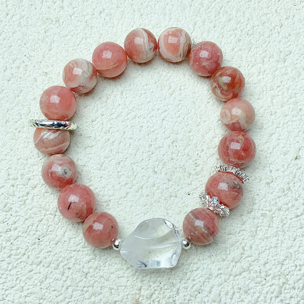 10mm Rhodochrosite Beaded Bracelets Handmade Fashion Girl Jewelry Gifts
