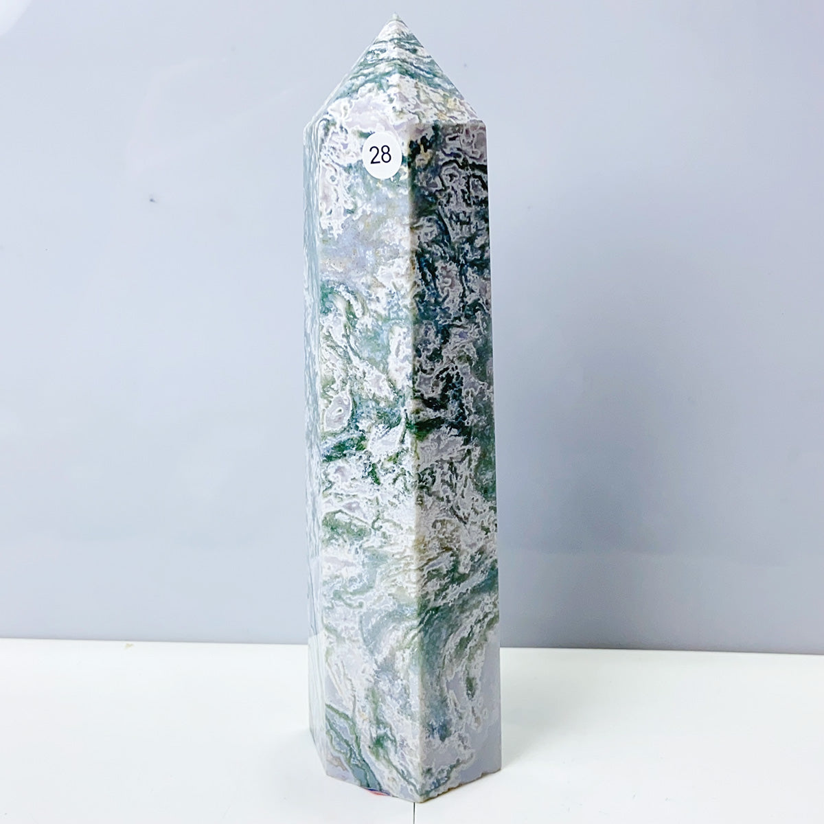 Moss Agate Crystal Tower Stone Meditation Spiritual Healing Crystals Feng Shui Room Decortion