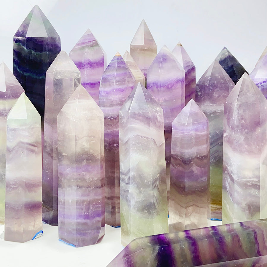 Silk Fluorite Crystal Tower