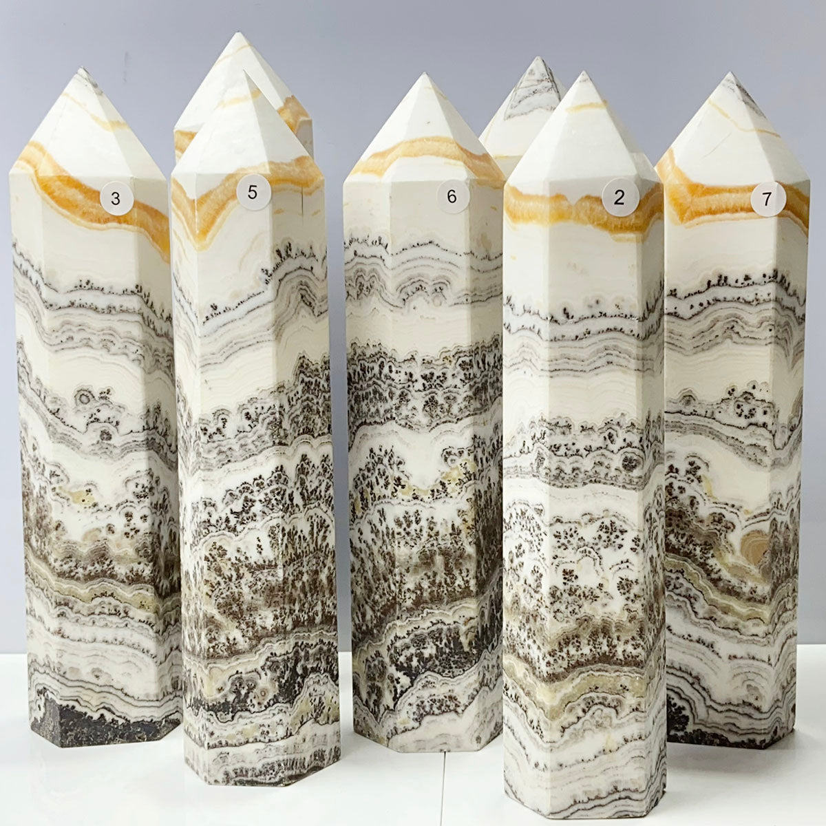 Plum Blossom Orange Calcite Tower Healing Energy Obelisk Reiki Quartz Home Decoration