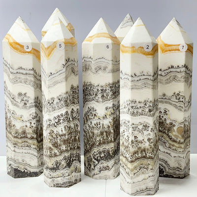 Plum Blossom Orange Calcite Tower Healing Energy Obelisk Reiki Quartz Home Decoration