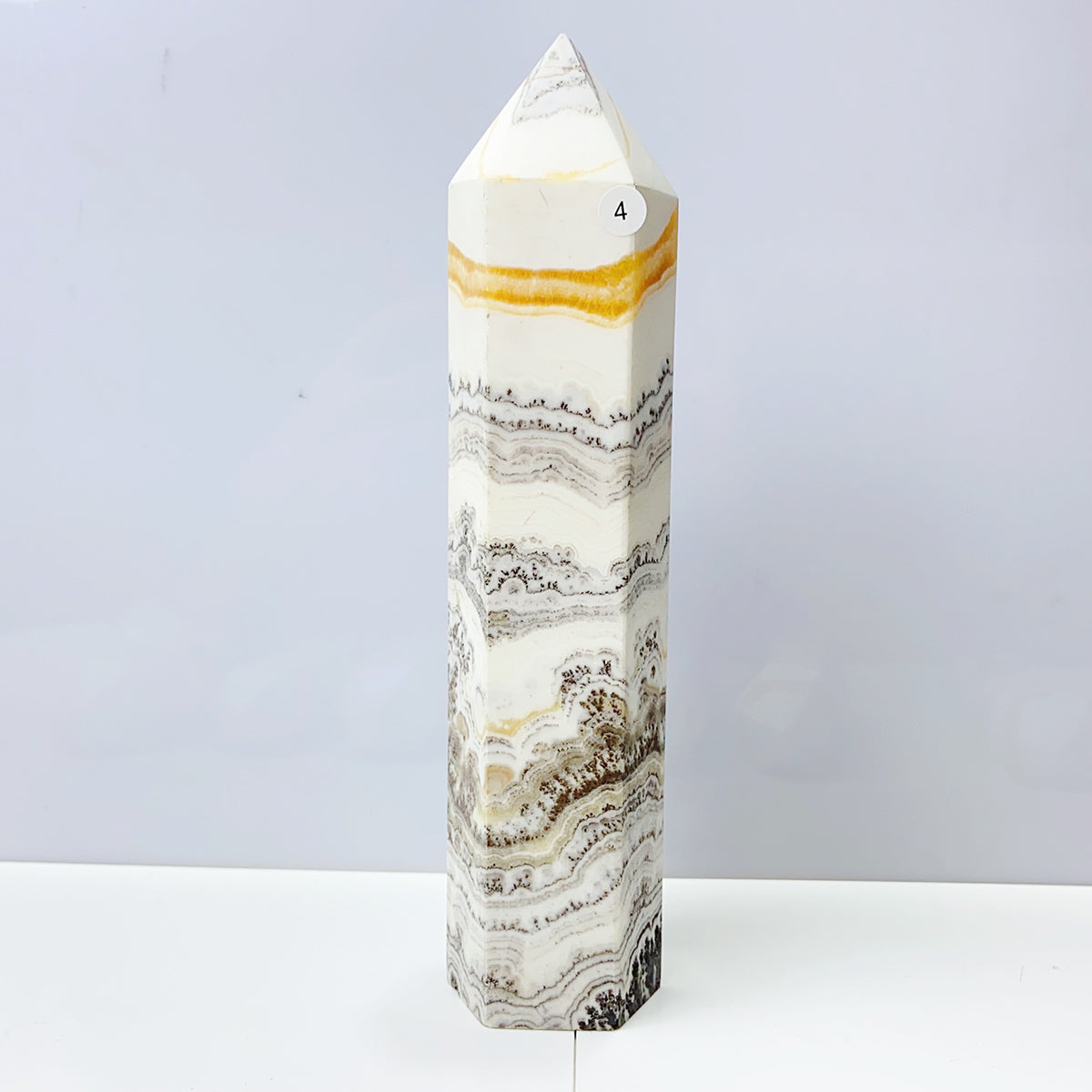 Plum Blossom Orange Calcite Tower Healing Energy Obelisk Reiki Quartz Home Decoration