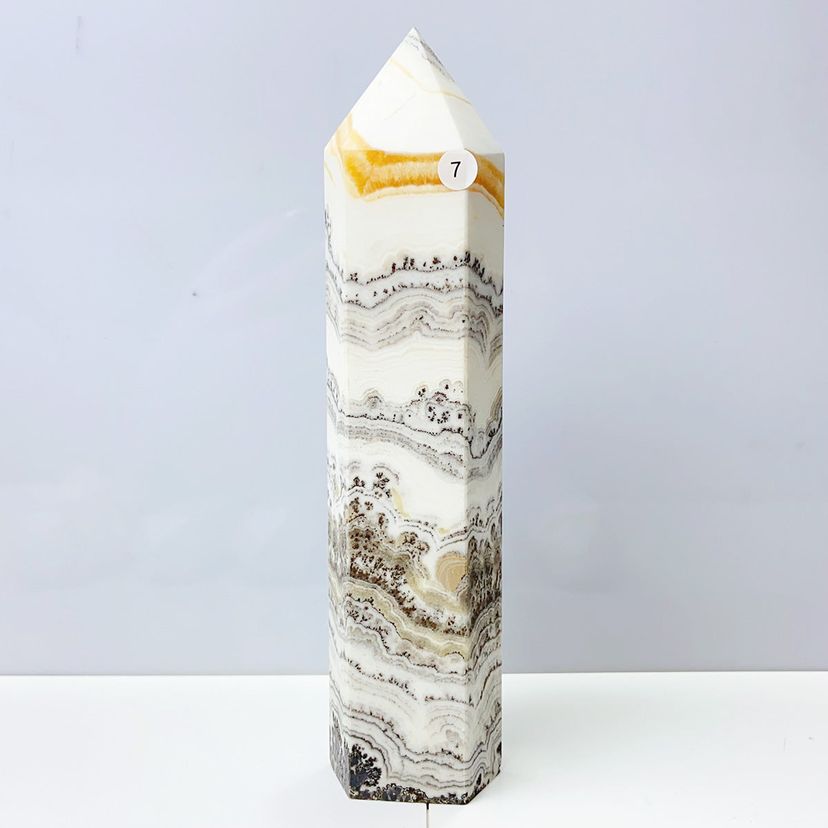 Plum Blossom Orange Calcite Tower Healing Energy Obelisk Reiki Quartz Home Decoration