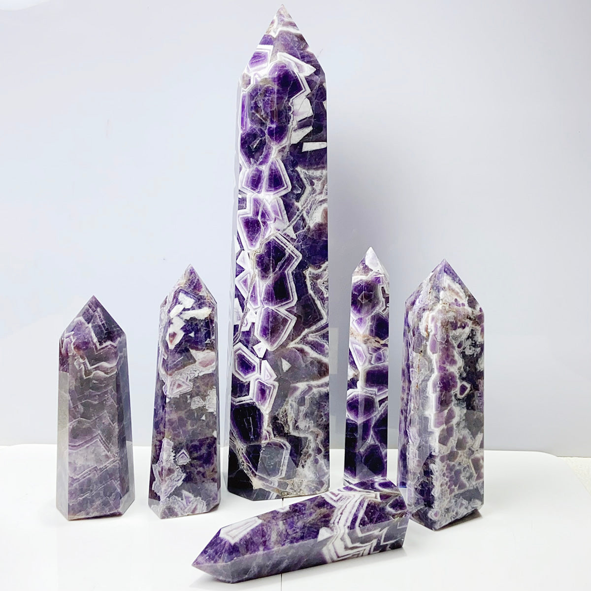 Dream Amethyst Tower Crystal Wand Reiki Healing Energy Purple Gemstone Home Decoration