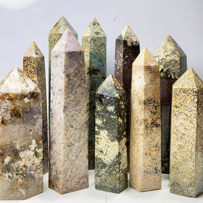 Oolite Tower Obelisk Reiki Crystal Healing Energy Stone Meditation Home Decoration