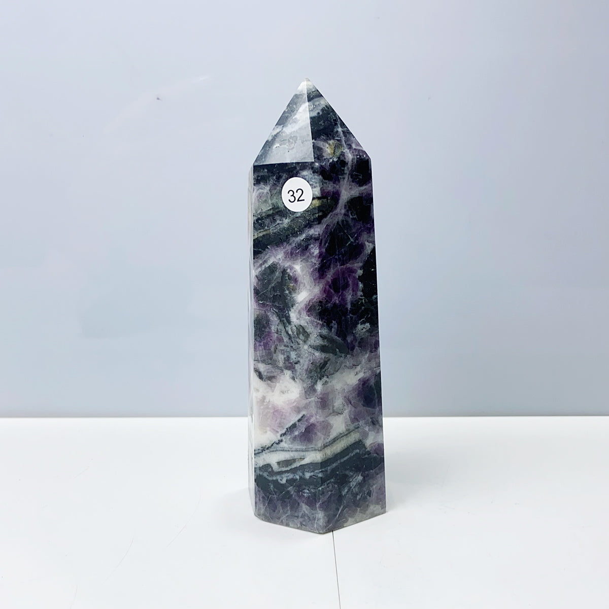 Purple Fluorite Root Tower Energy Quartz Reiki Wand Healing Meditation Home Decoration