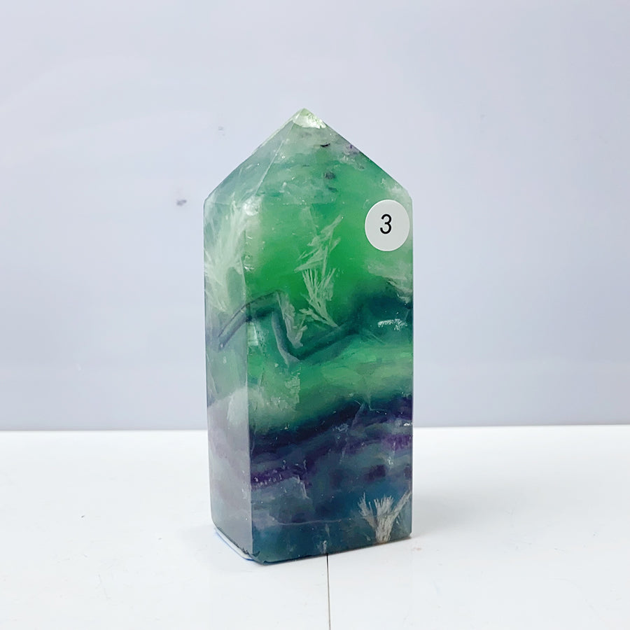 Snowflake Feather Fluorite Crystal Tower