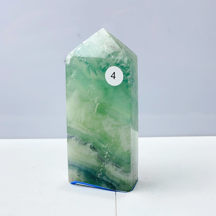 Snowflake Feather Fluorite Crystal Tower