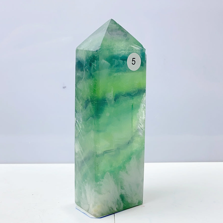 Snowflake Feather Fluorite Crystal Tower