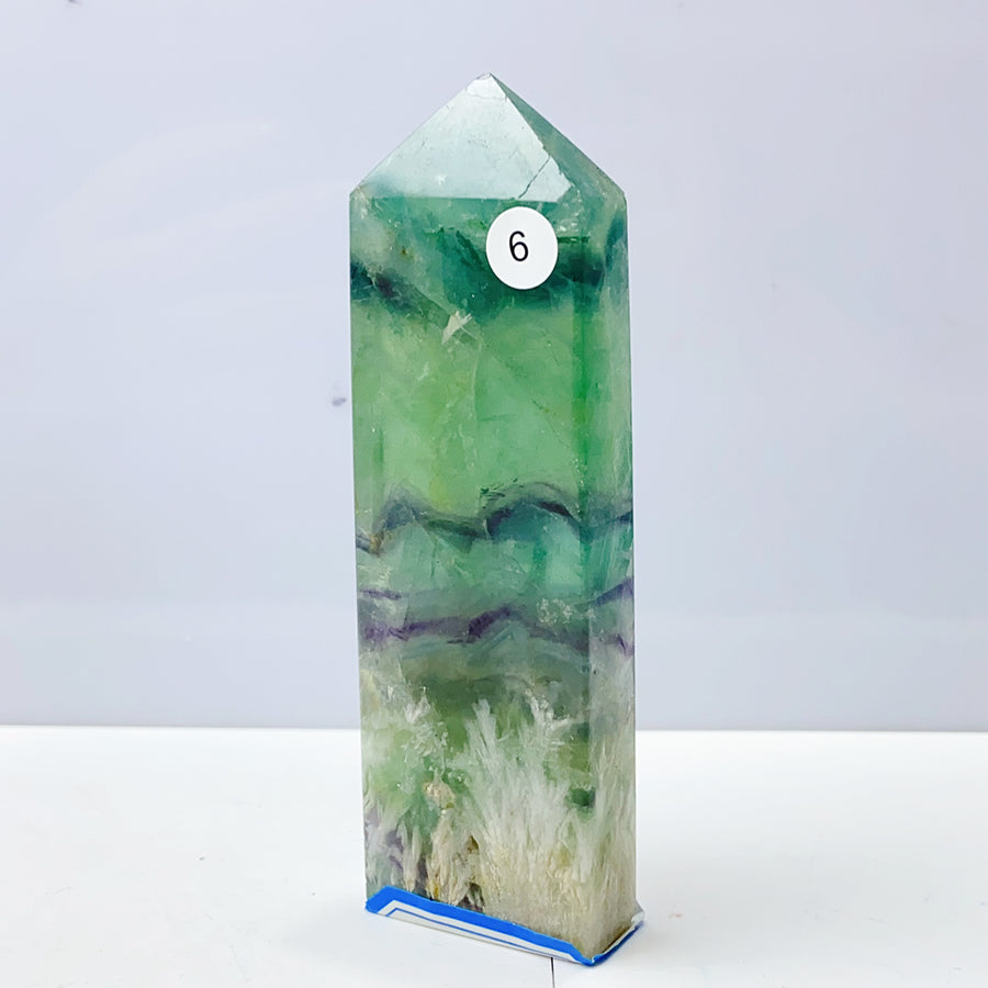 Snowflake Feather Fluorite Crystal Tower